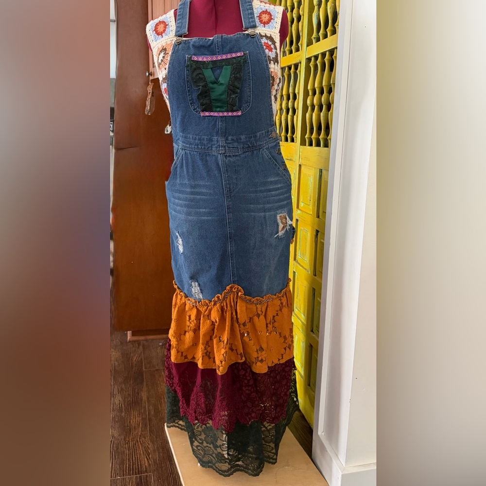 Bohemian Denim Patchwork Dress